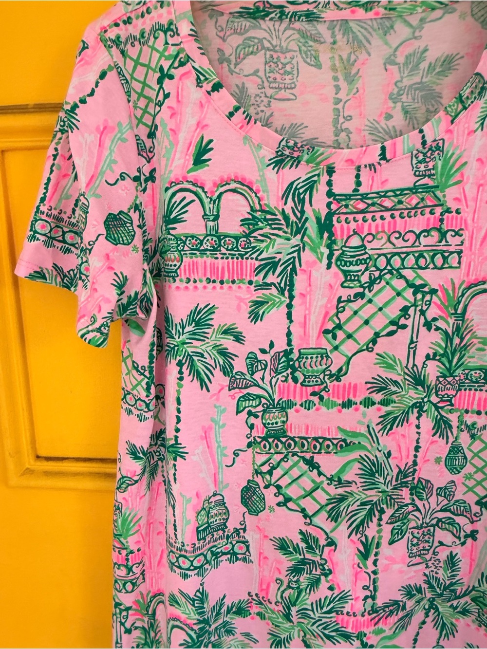 Lilly Pulitzer Pink Dress with Green Tropical Print - Picture 3 of 5